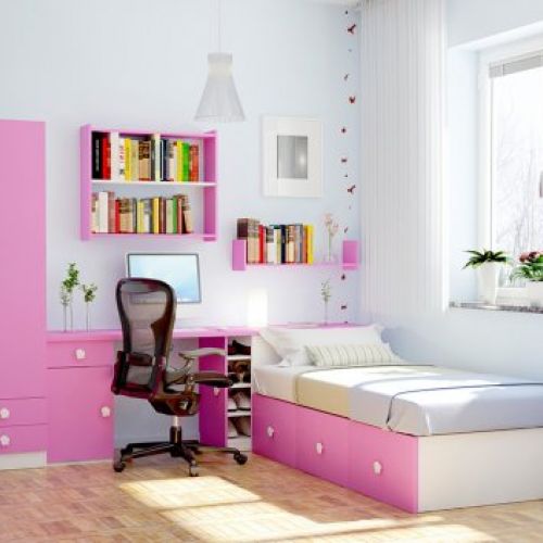 Dormitorio Kubic 03 silla girada en FUCSIA y BLANCO   ALTA r04